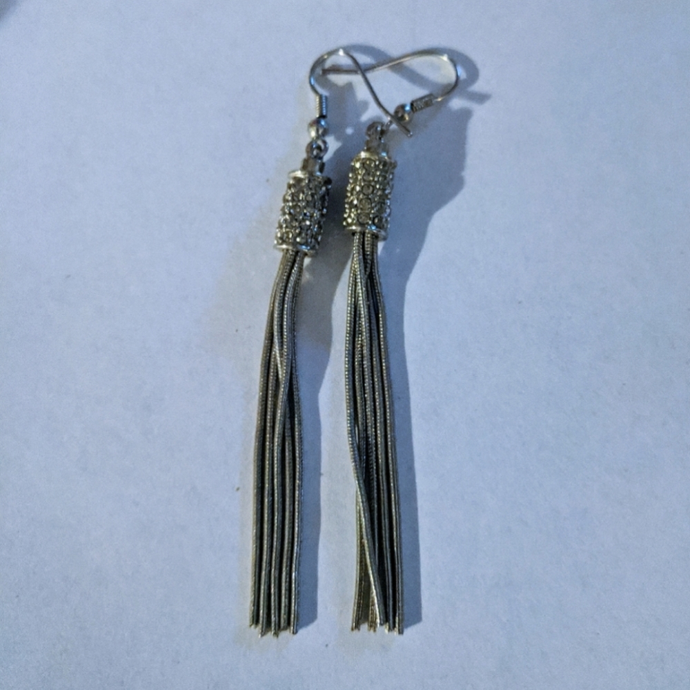 Lia Sophia silver rope CZ dangle dressy earrings